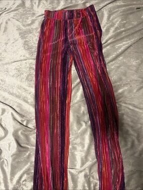 Fashion Nova Multicolor Vertical Stripe Velvet Pants - Pink, Purple, Red